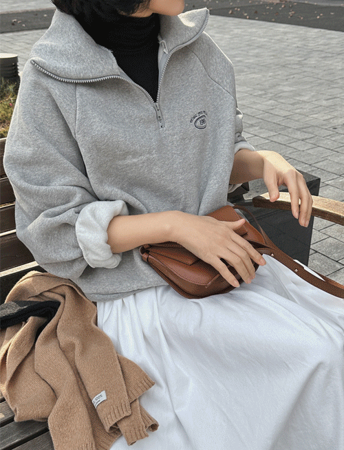 자수 양기모 반집업 맨투맨-2color,  소프트기모 따뜻