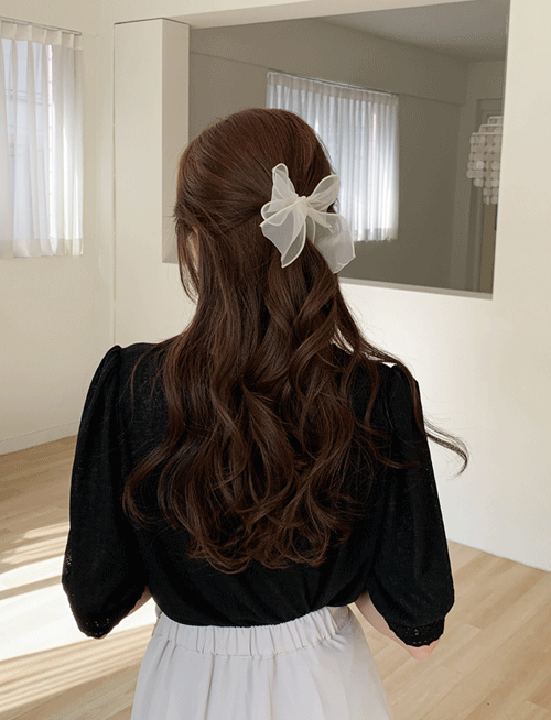 로너 리본 머리끈_F-5color, 뒷모습 여신 머리끈[청록]