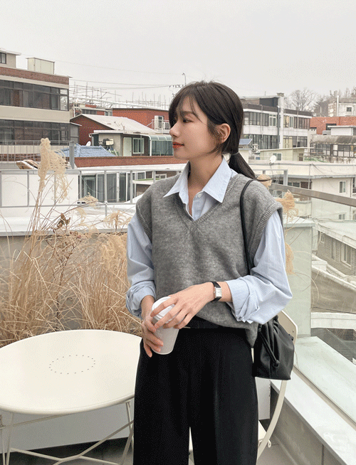 모스 울 오버핏 니트조끼-3color, 따스한 봄니트조끼-다양한 레이어드 활용도100%